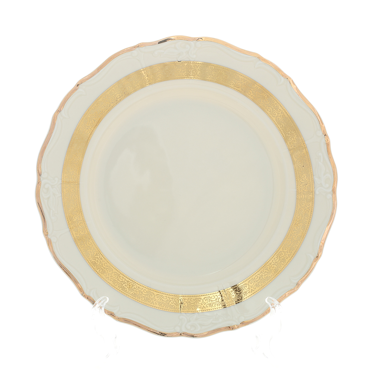 Набор тарелок Thun Мария Луиза Золотая лента Ivory 25см (6 шт) код 2000988642276