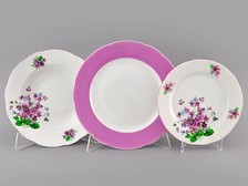 Набор тарелок 6 персон 18 предметов Мэри-Энн, Лиловые цветы 03160119-2391