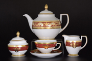 Немецкий чайный сервиз на 6 персон 17 предметов Alena 3D Bordeaux Gold