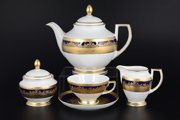 Чайный сервиз на 6 персон Falkenporzellan Constanza Cobalt Gold 17 предметов