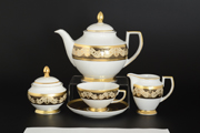 Чайный сервиз Falkenporzellan Belvedere Combi Black Gold 6 персон 17 предметов