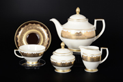 Чайный сервиз Falkenporzellan Agadir Brown Gold 6 персон 17 предметов