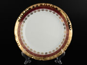Набор тарелок на 6 персон 21 см Тхун Констанция Рубин Золотой орнамент 76271 Чехия