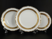 Набор тарелок на 6 персон 18 предметов Тхун Мария Луиза Золотая лента 8800300 Чехия