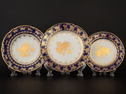 Набор тарелок на 6 персон 18 предметов Тхун Констанция Золотая роза кобальт 7635400 Чехия