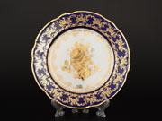 Набор тарелок на 6 персон 19 см Тхун Констанция Золотая роза кобальт 7635400 Чехия
