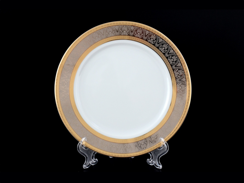 Набор тарелок на 6 персон 17 см Тхун Опал Широкий кант платина с золотом 00700 Чехия