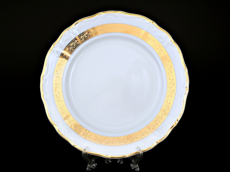 Набор тарелок на 6 персон 25 см Тхун Мария Луиза Золотая лента 8800300 Чехия